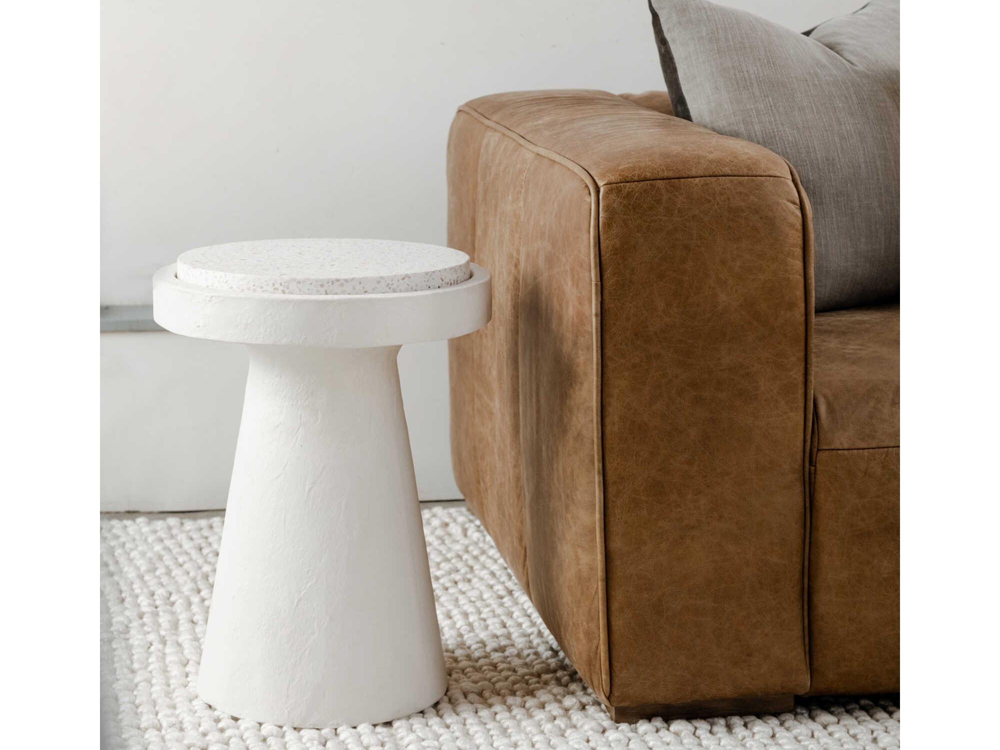 Moe's Home Outdoor Book White Concrete Round End Table