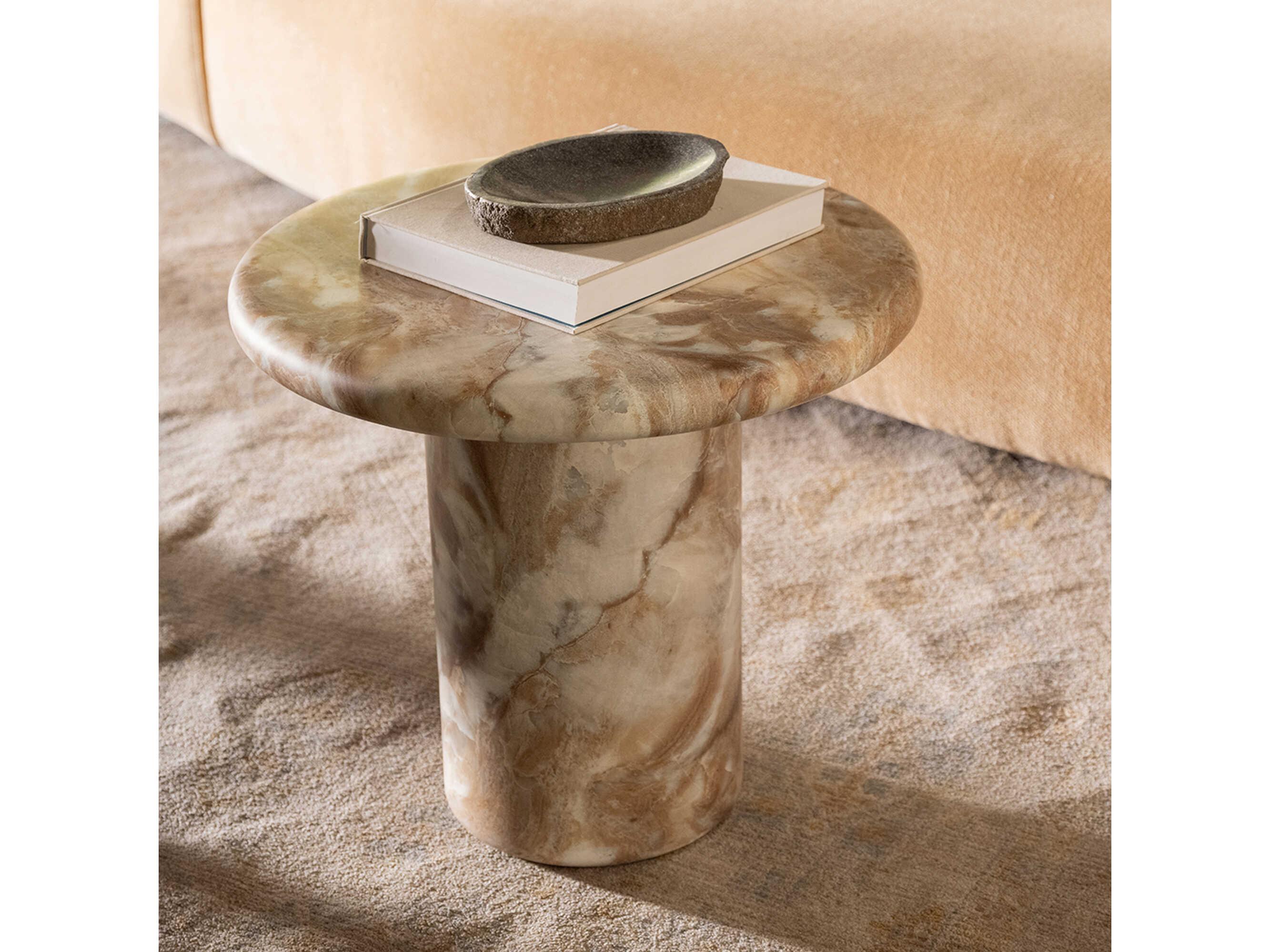 Moe's Home Outdoor Frida Brown Concrete Round End Table