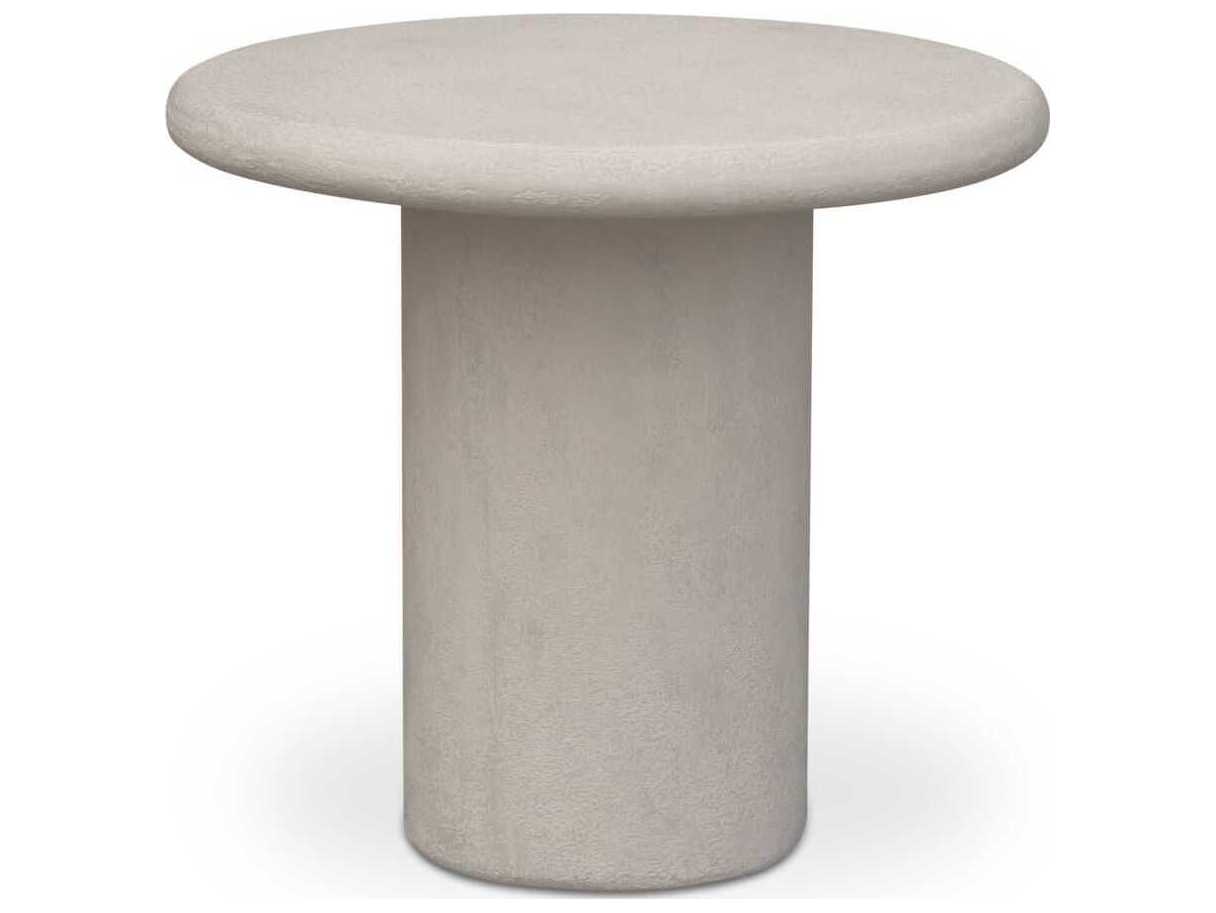 Moe's Home Outdoor Frida White Concrete Round End Table