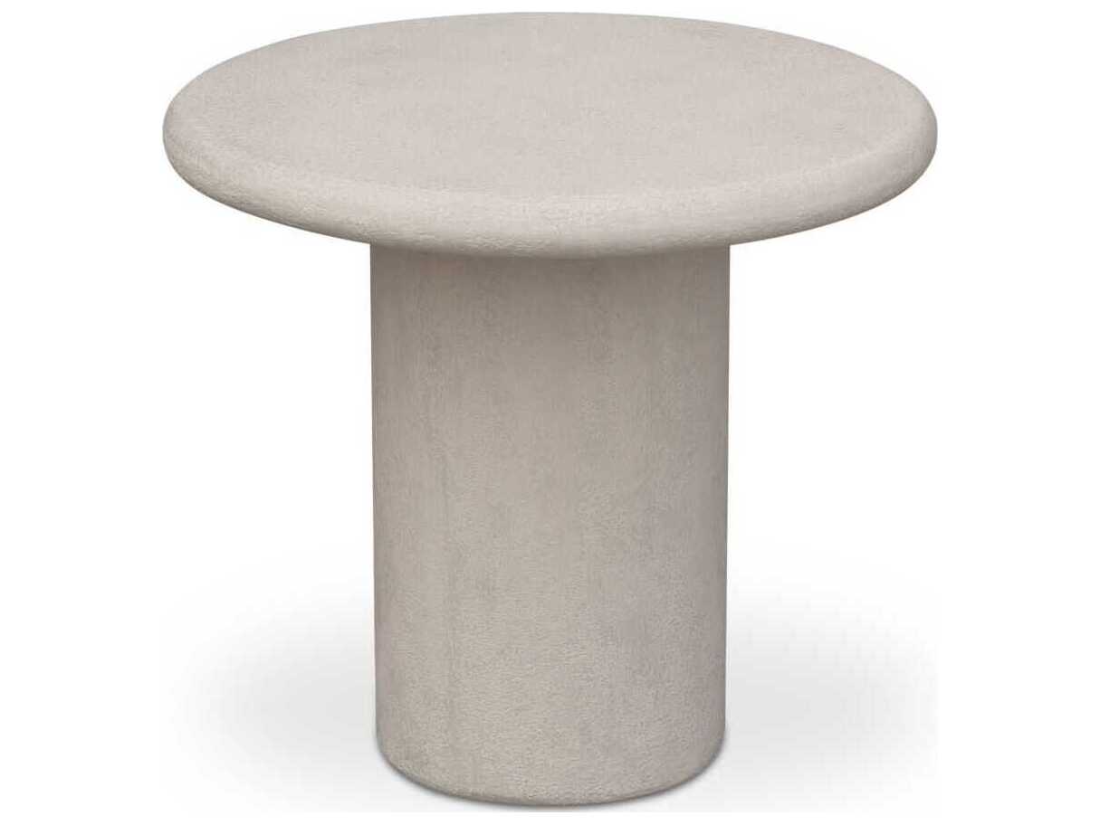 Moe's Home Outdoor Frida White Concrete Round End Table