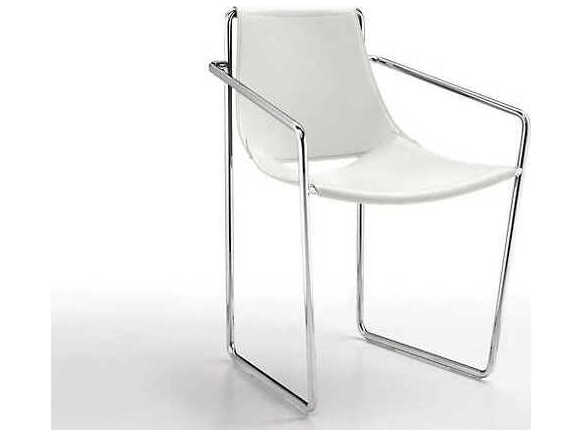 Midj Apelle White Leather Arm Dining Chair