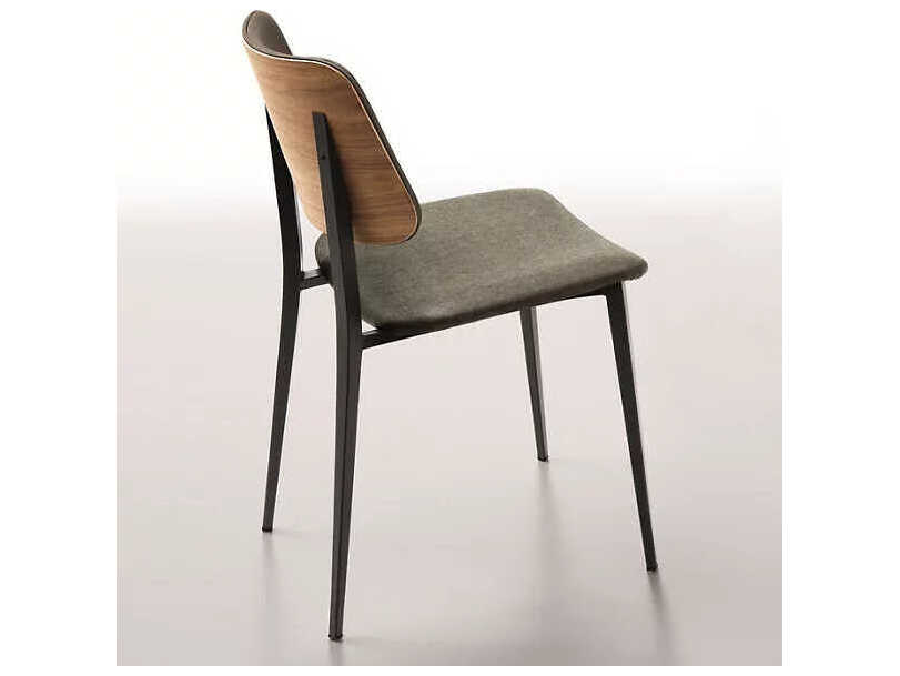 Midj Joe Walnut Wood Black Armless Dining Chair