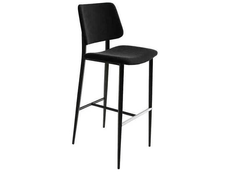 Midj Joe Graphite Leather Walnut Wood Bar Stool