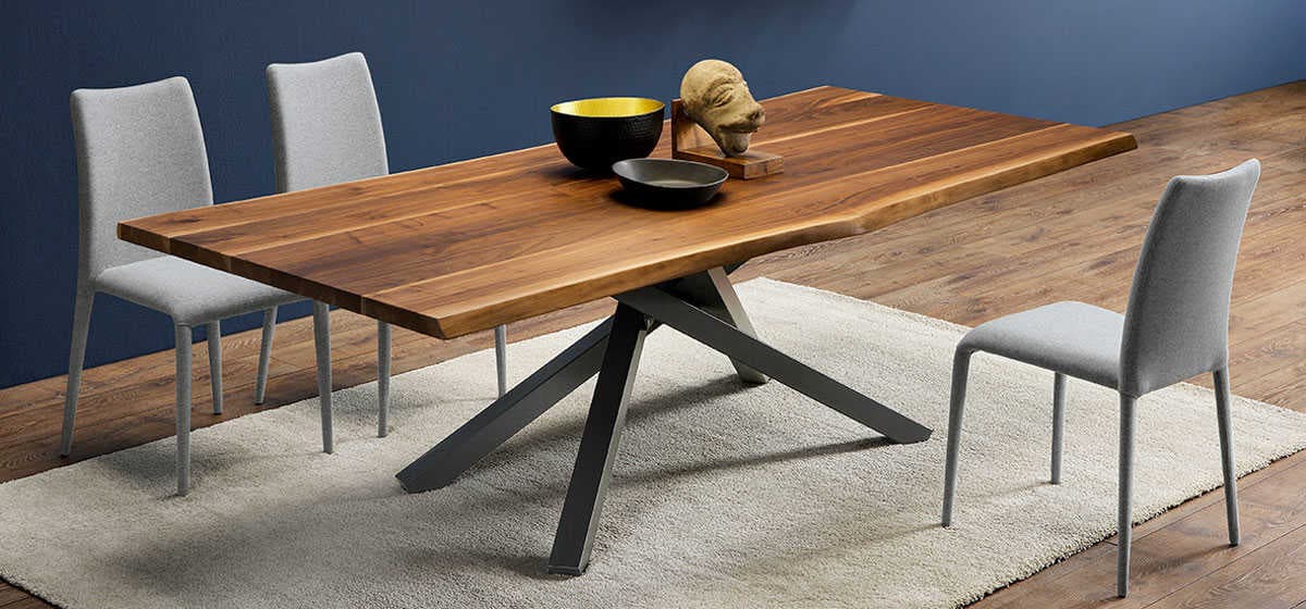 Midj Pechino Rectangular Wood Walnut With Graphite Dining Table