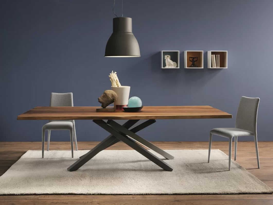 Midj Pechino Rectangular Wood Walnut With Graphite Dining Table