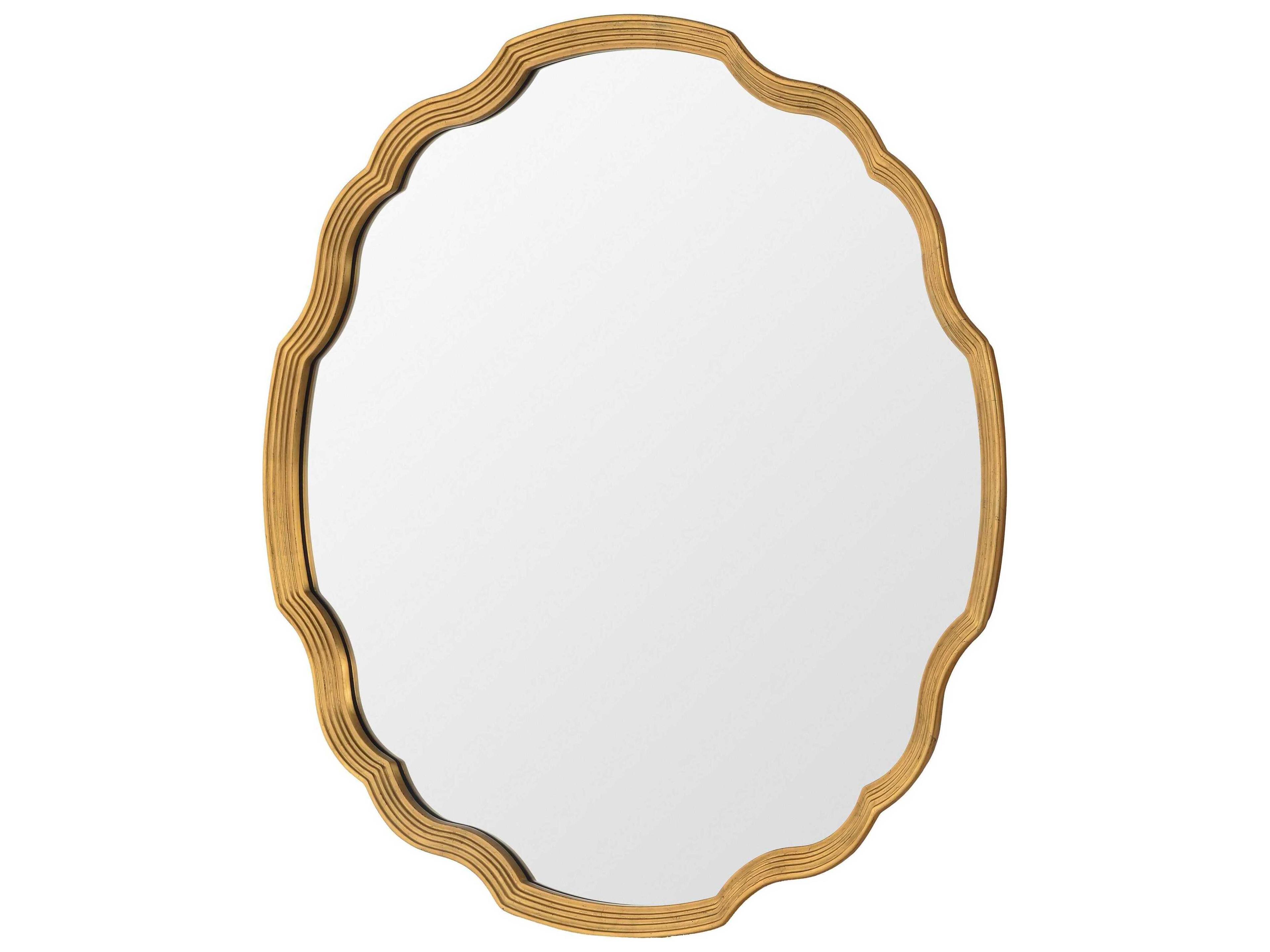 Mirror Home Distressed Gold Leaf Round Chippendale Wall Mirror