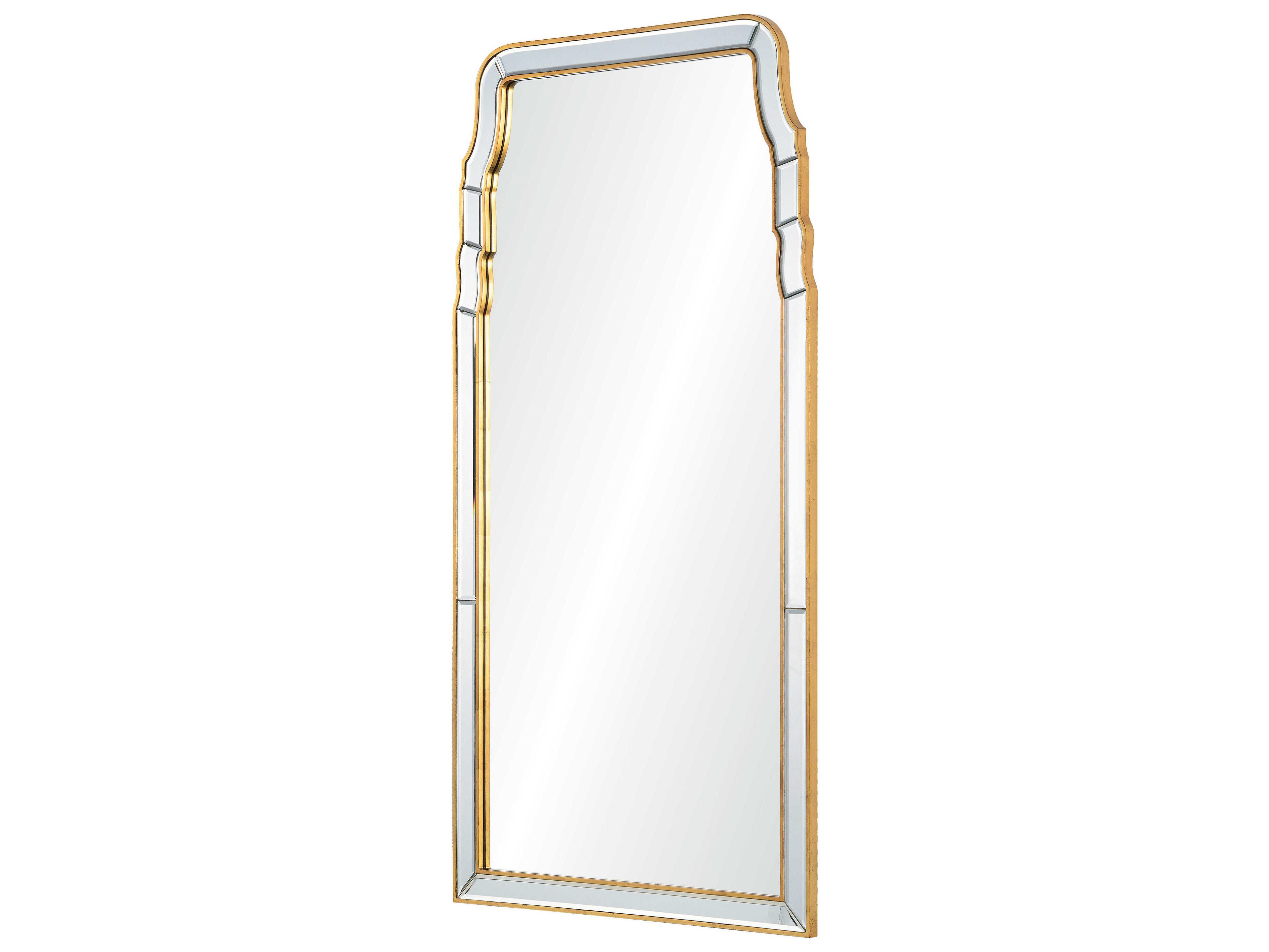 Mirror Home Distressed Gold Leaf Queen Anne Wall Mirror