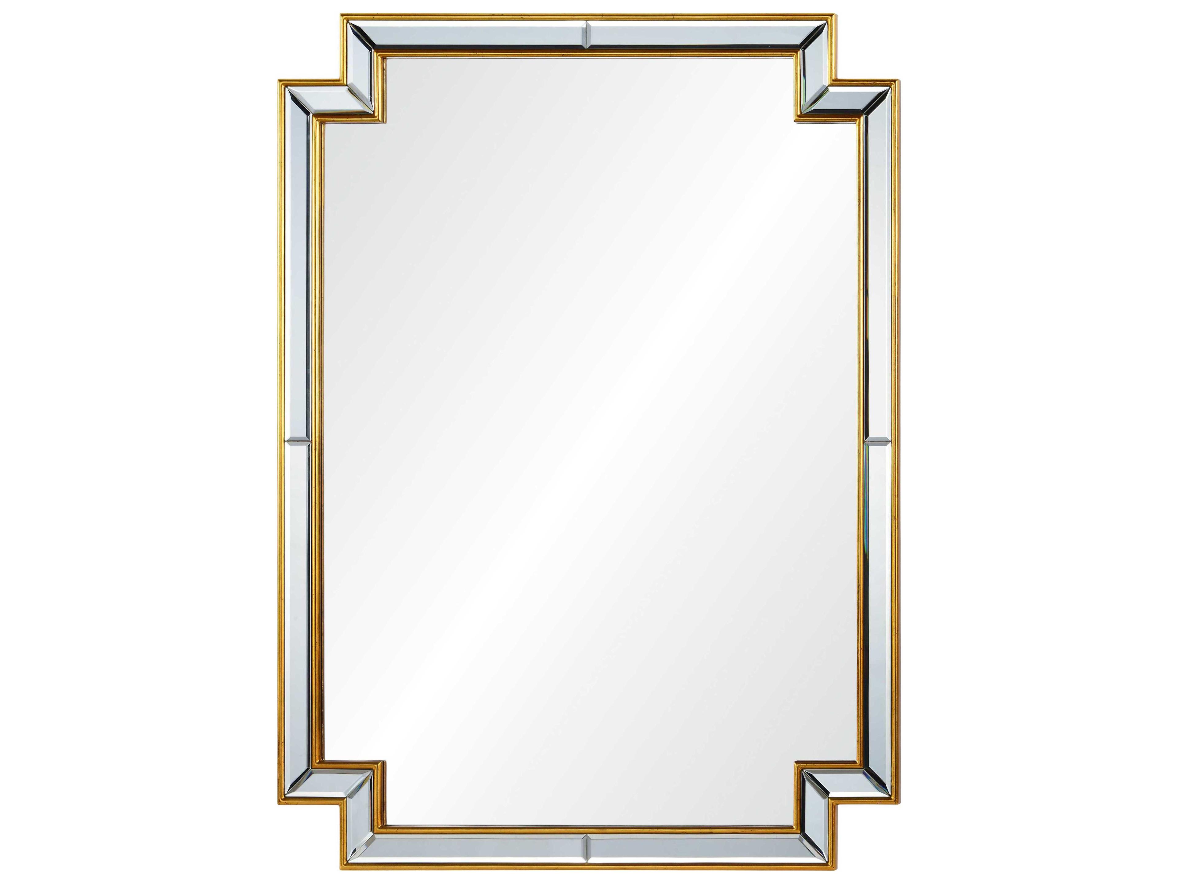 Mirror Home Distressed Gold Leaf Rectangular Wall Mirror