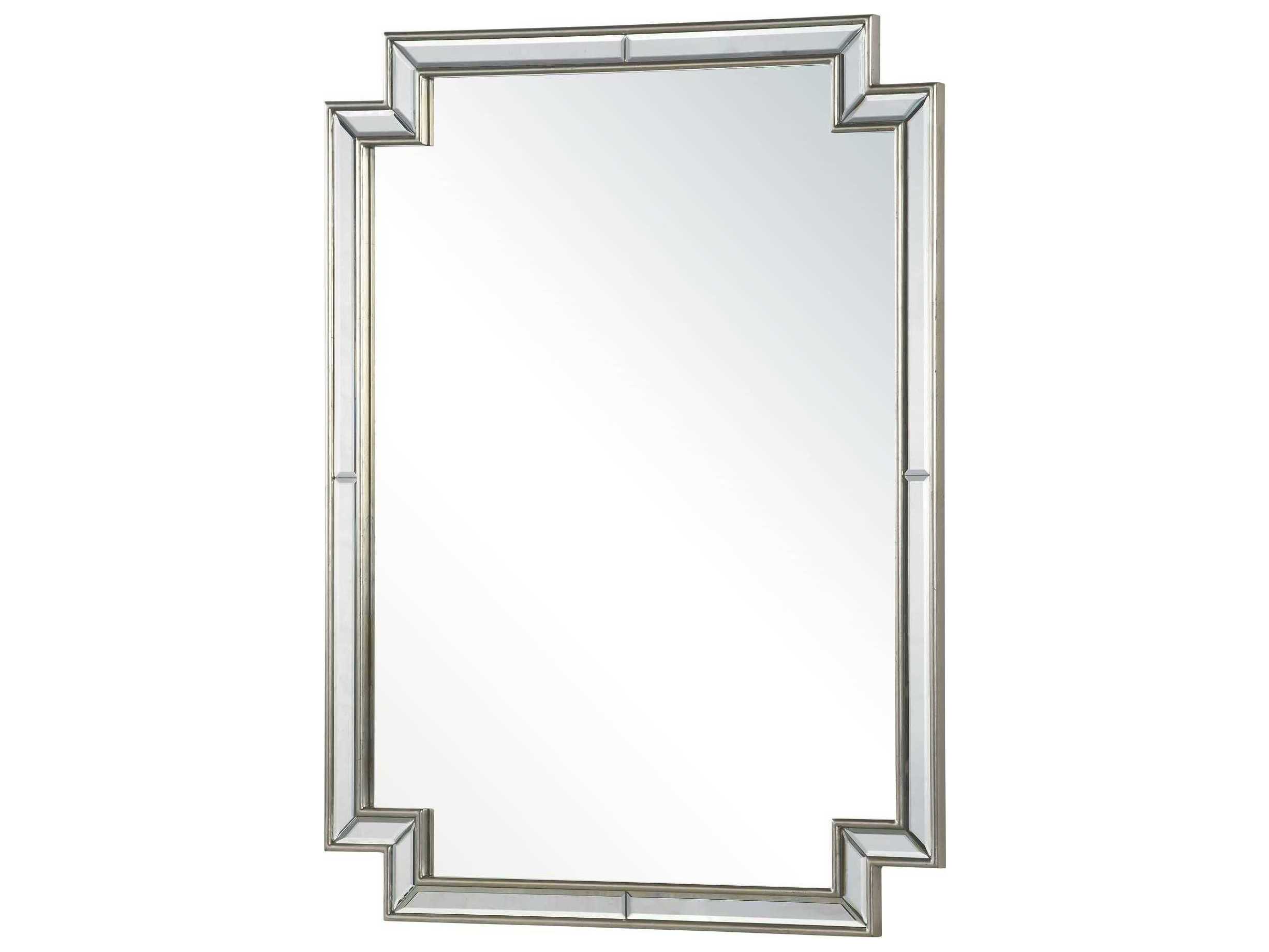 Mirror Home Distressed Silver Leaf Rectangular Wall Mirror