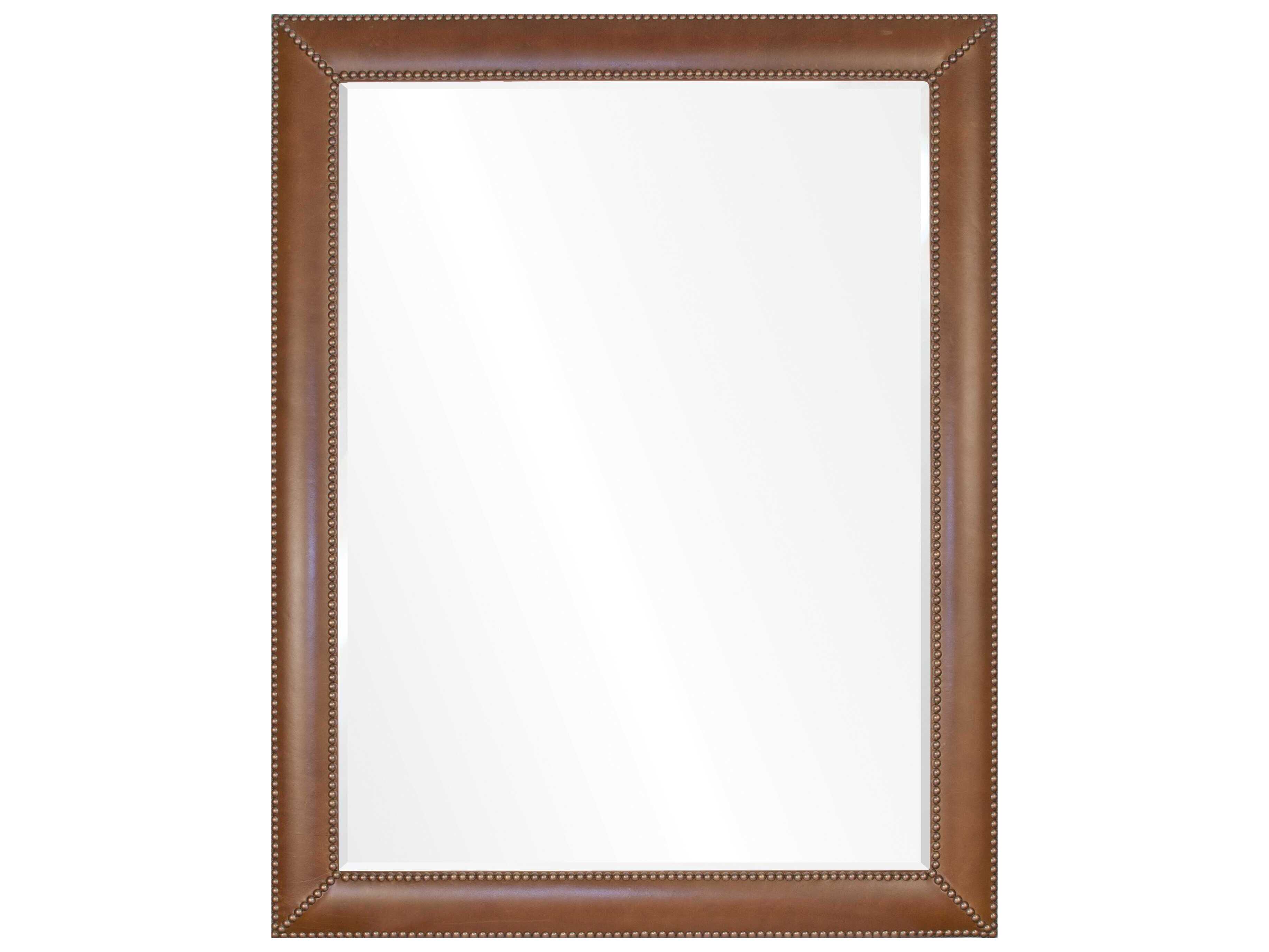 Mirror Home Barclay Butera Vintage Brown Leather Rectangular Wall Mirror
