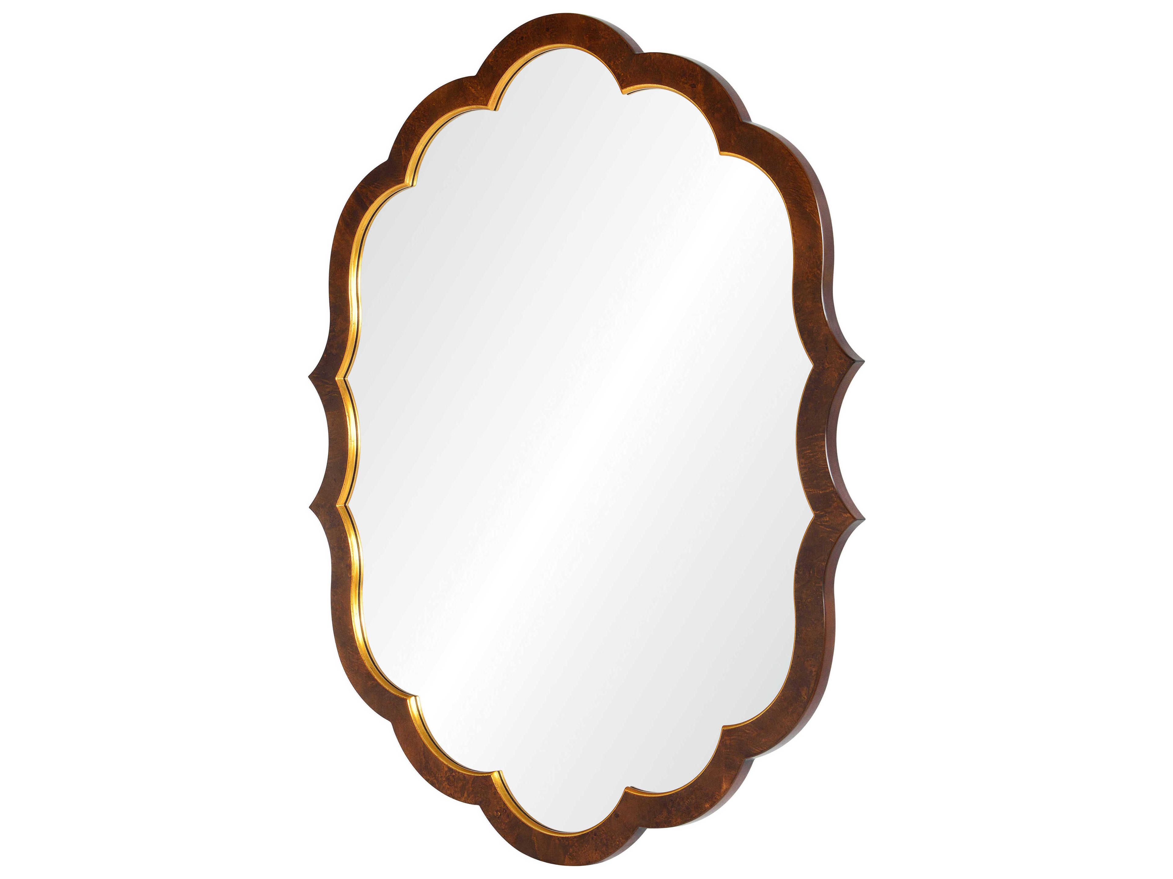 Mirror Home Bunny Williams Walnut Burl Wood Distressed Gold Leaf Wall Mirror