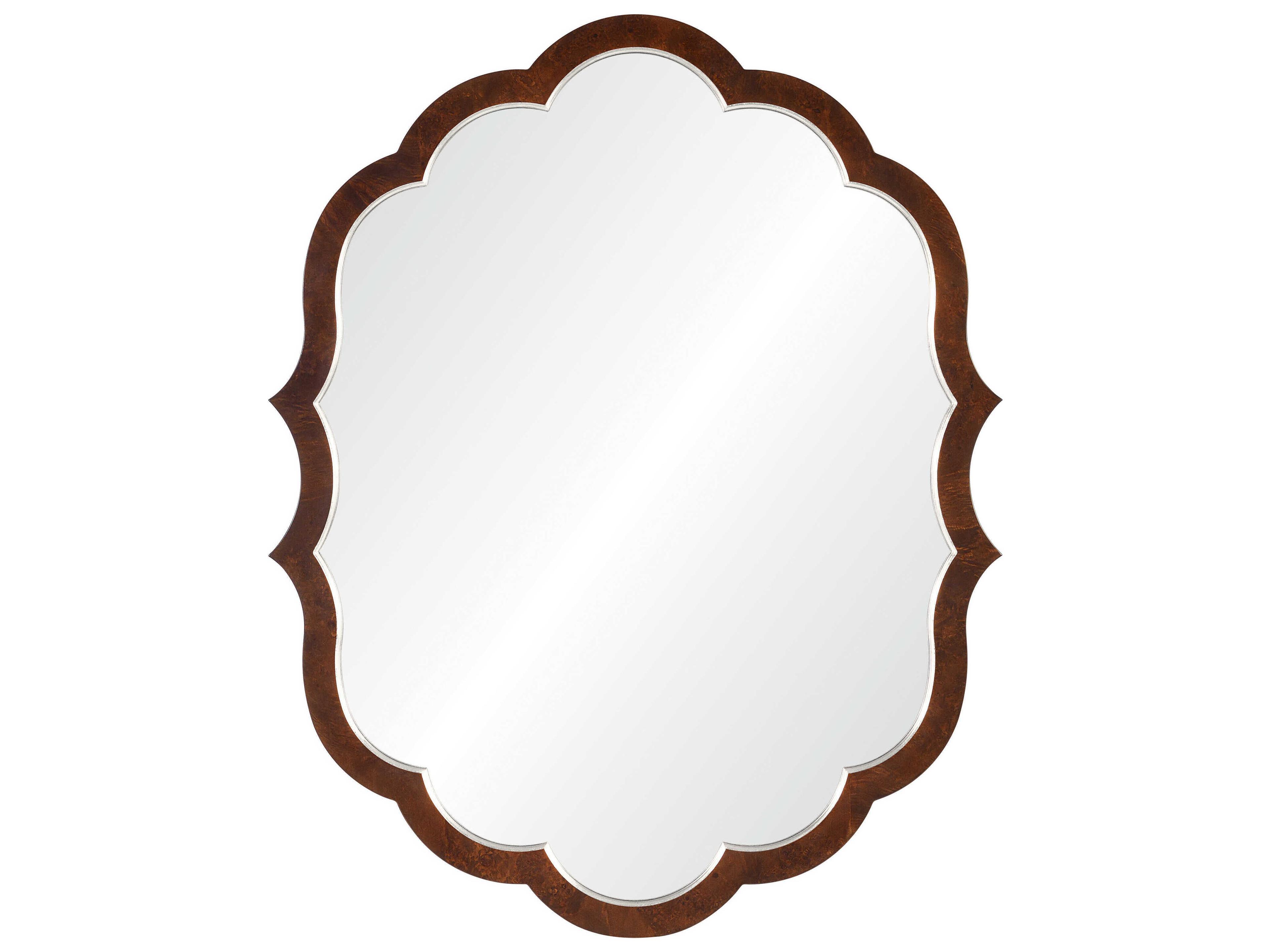 Mirror Home Bunny Williams Walnut Burl Wood Distressed Silver Leaf Wall Mirror