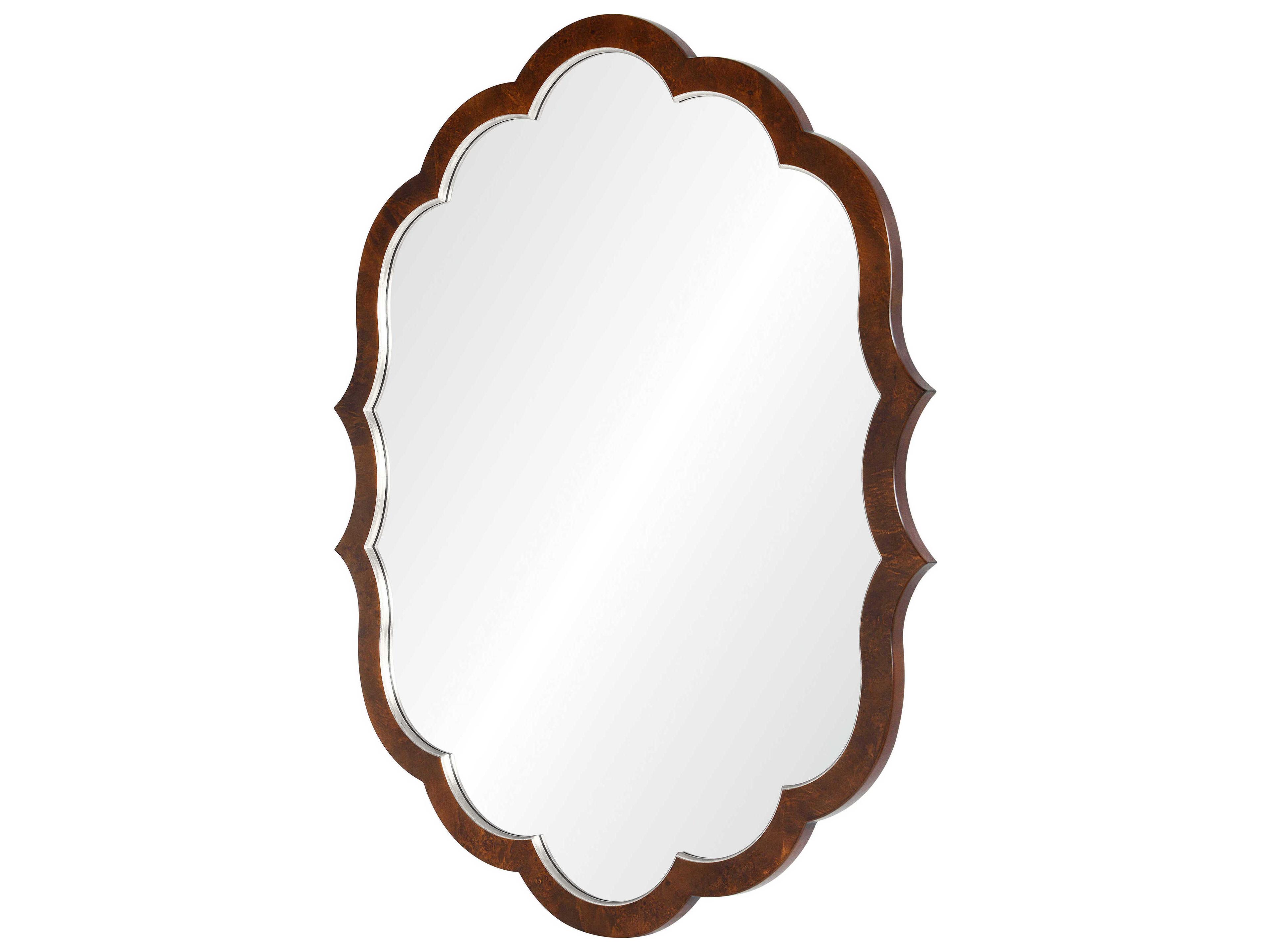 Mirror Home Bunny Williams Walnut Burl Wood Distressed Silver Leaf Wall Mirror