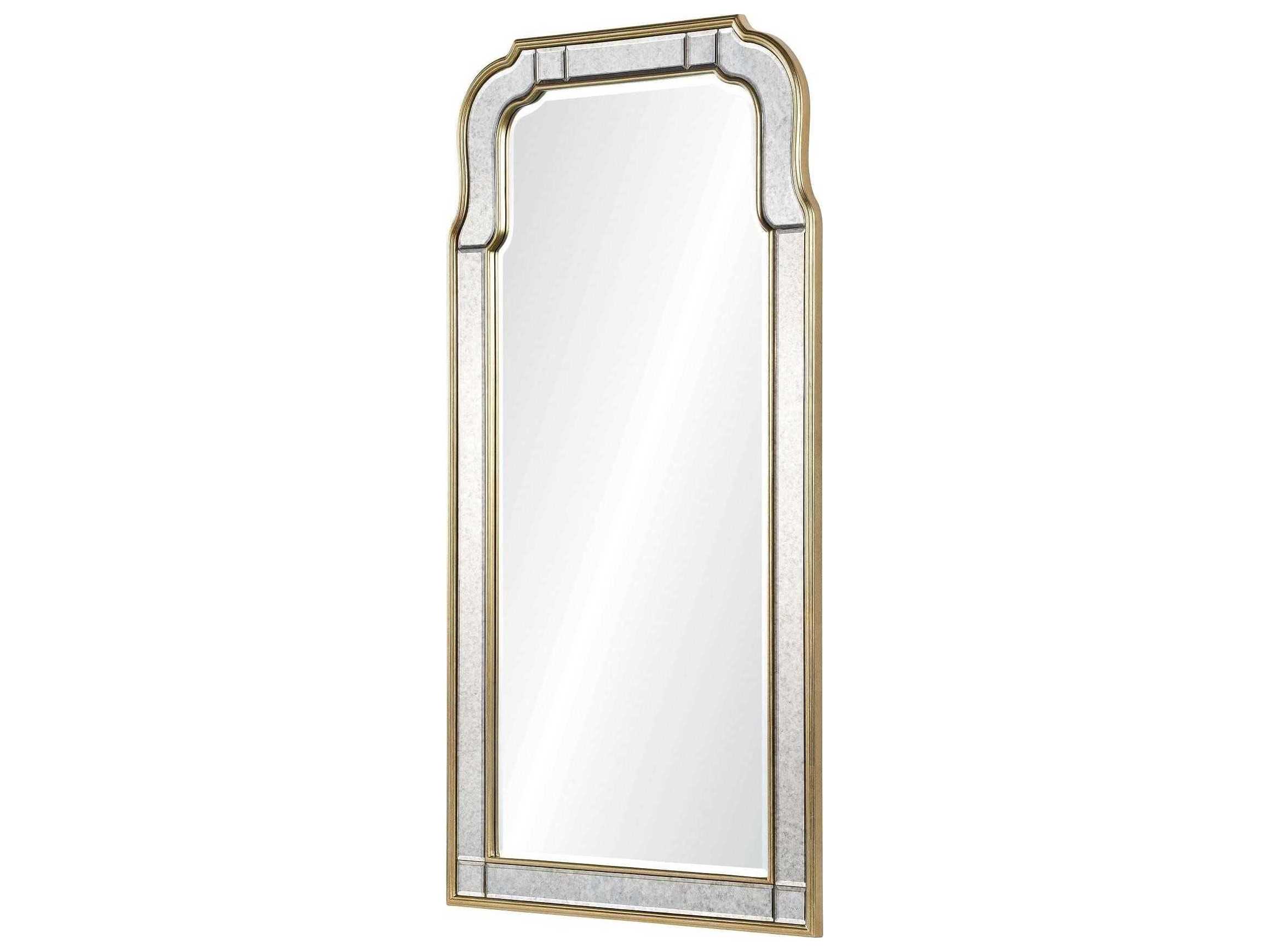 Mirror Home Michael S. Smith Antiqued Brass Silver Leaf Queen Anne Wall Mirror