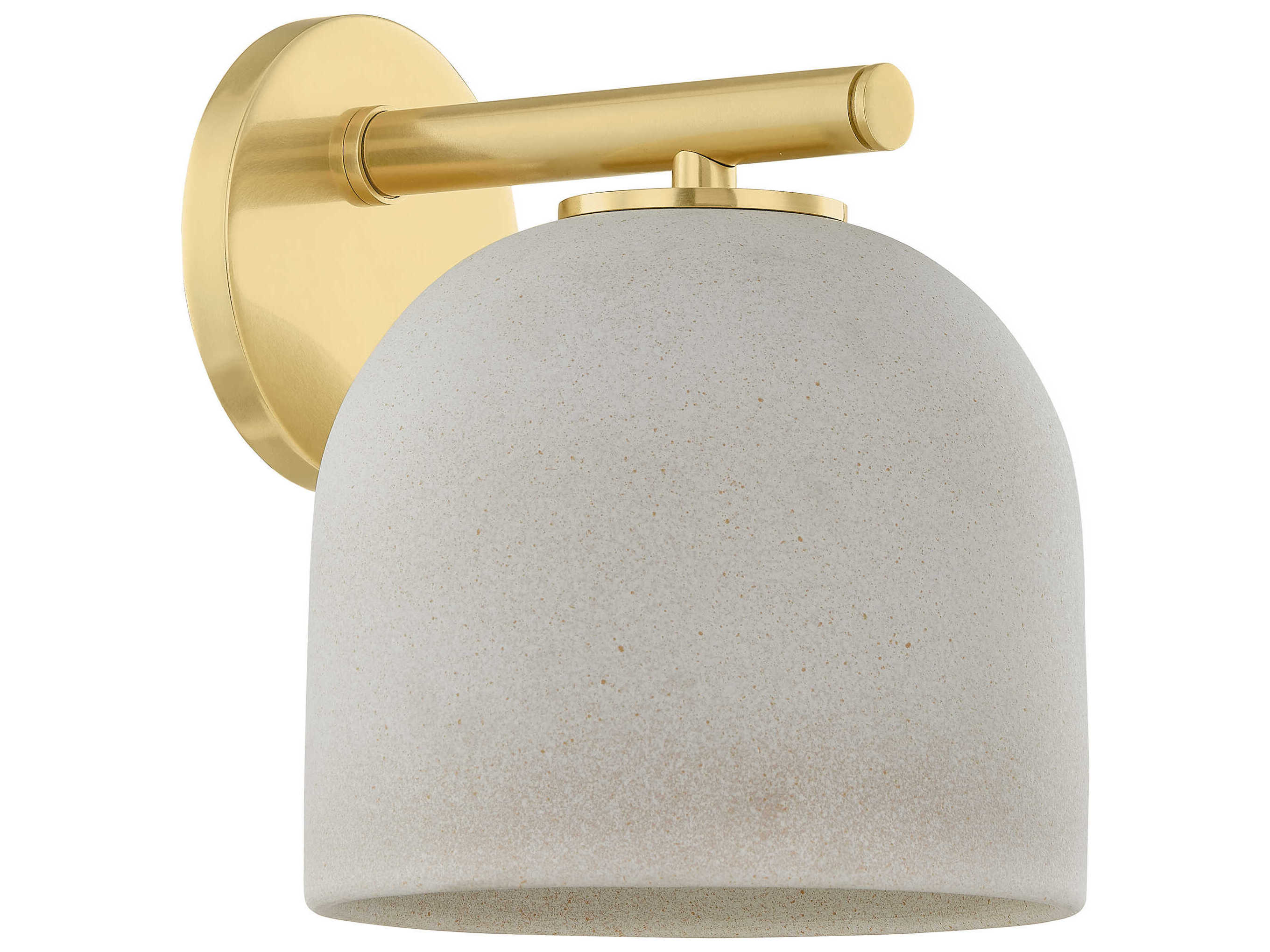 Mitzi Cara 1-Light Aged Brass Ceramic Cream Pebble Wall Sconce