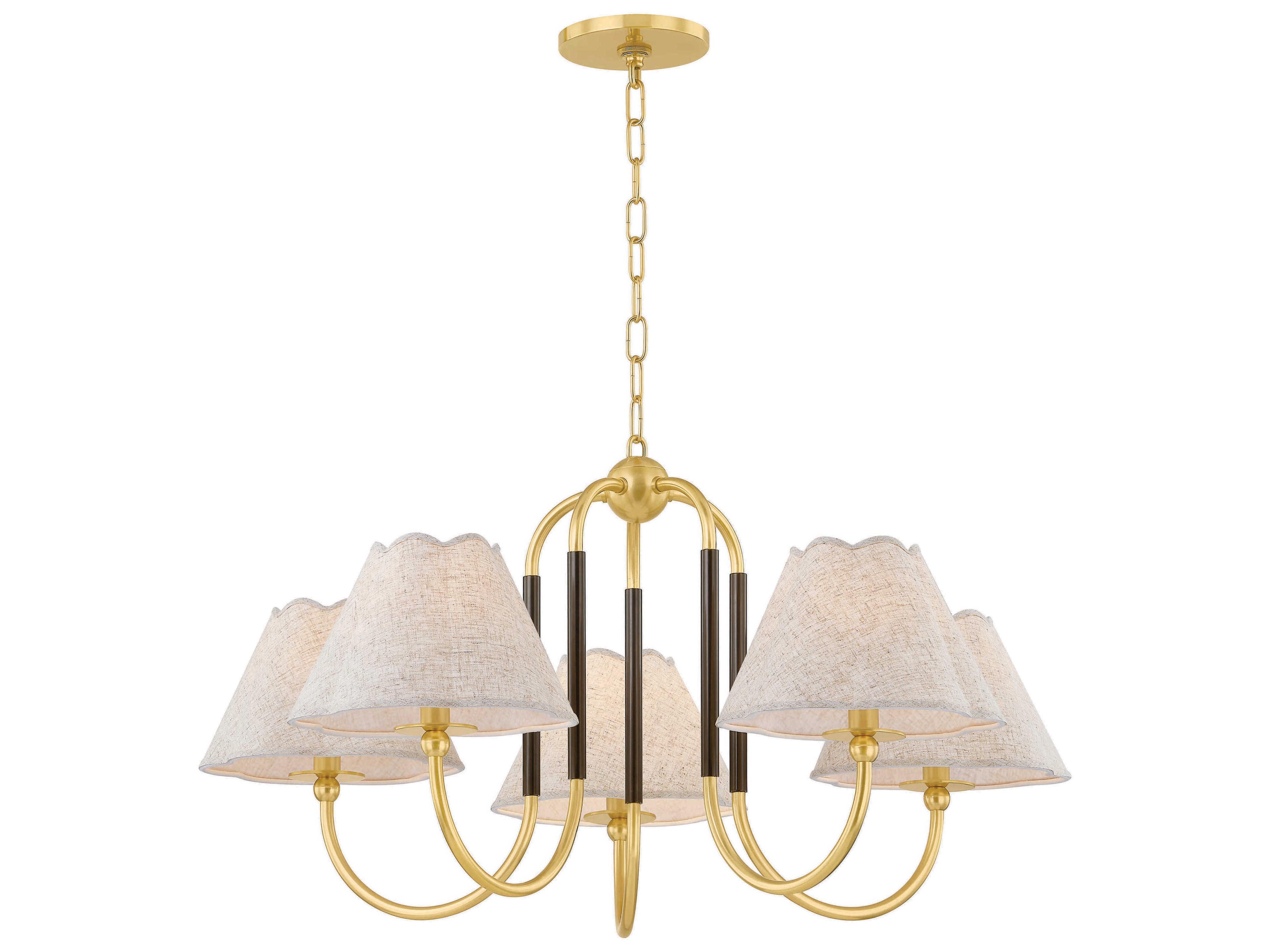 Mitzi Mandy Cheng Janie 5-Light Aged Brass True Bronze Candelabra Empire Chandelier