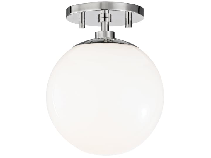 Mitzi Stella 1-Light Polished Nickel Glass Globe Semi Flush Mount