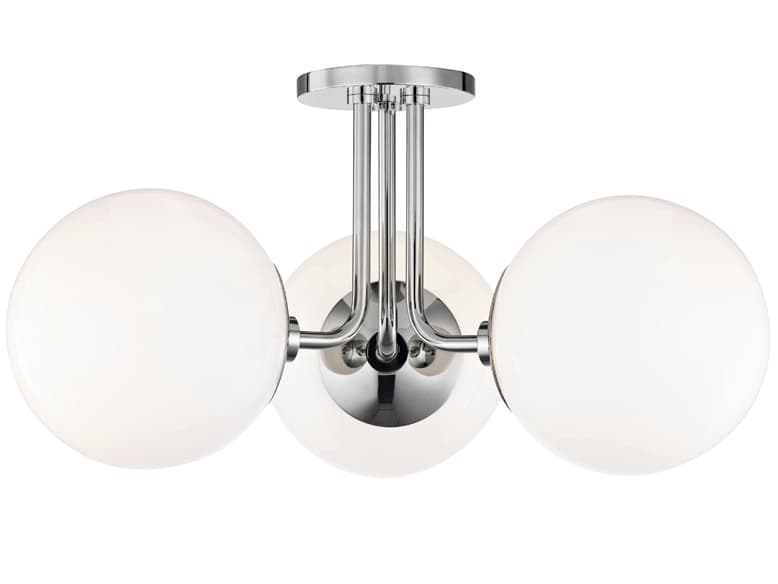 Mitzi Stella 3-Light Polished Nickel Glass Globe Semi Flush Mount