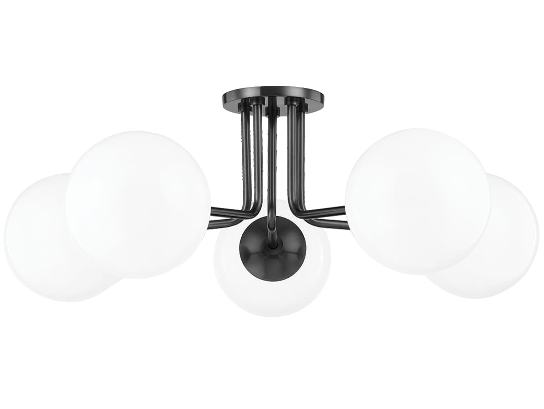 Mitzi Stella 5-Light Old Bronze Glass Globe Semi Flush Mount