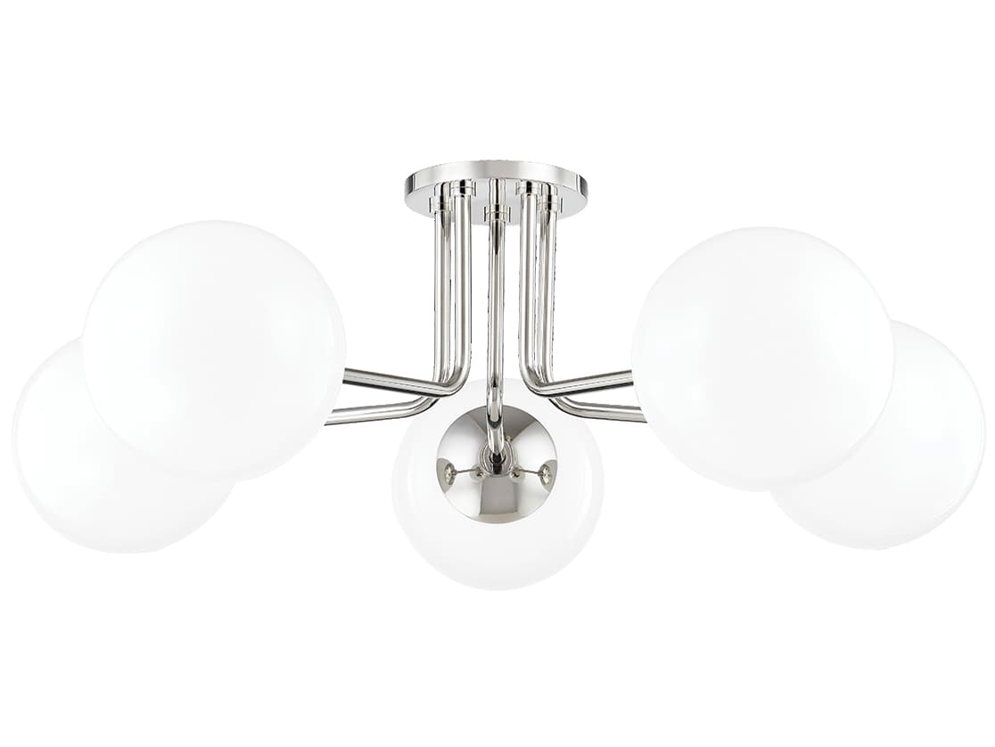 Mitzi Stella 5-Light Polished Nickel Glass Globe Semi Flush Mount