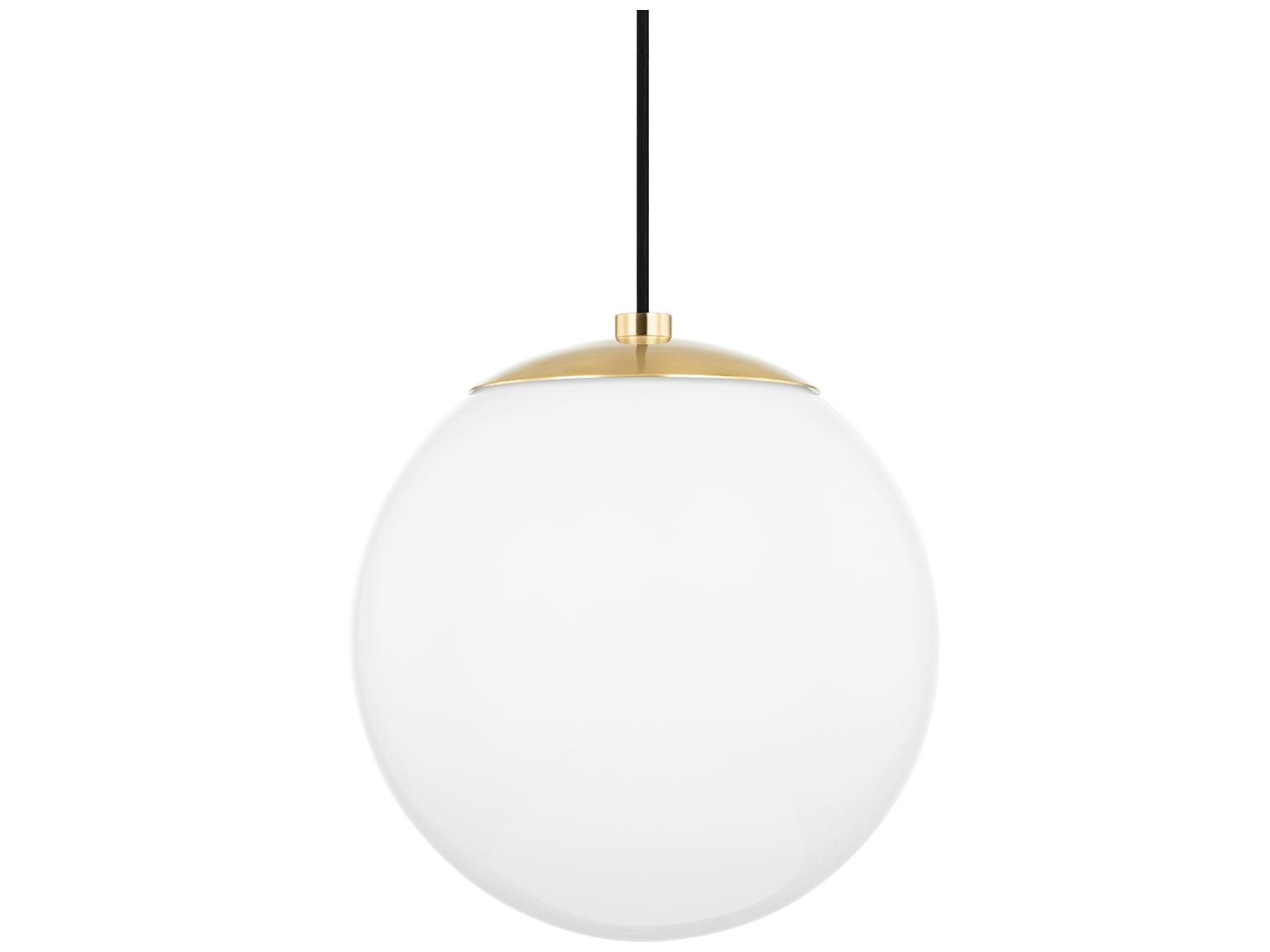 Mitzi Stella 1-Light Aged Brass White Glass Globe Mini Pendant