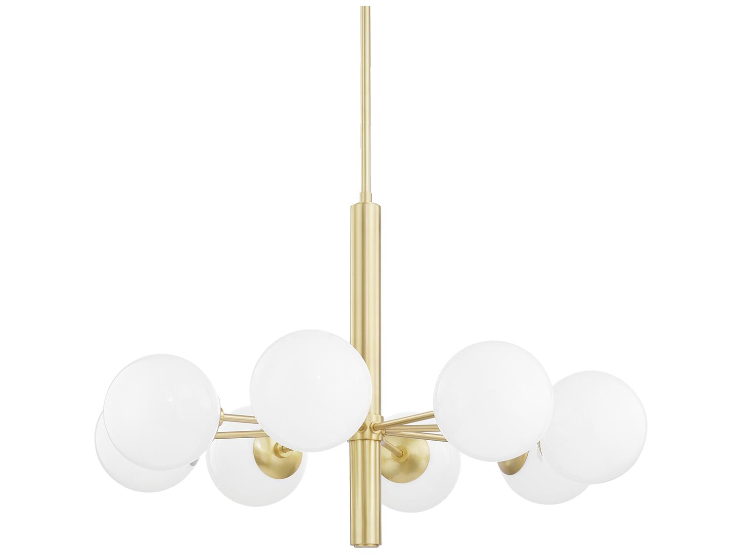 Mitzi Stella 8-Light Aged Brass Glass Globe Chandelier