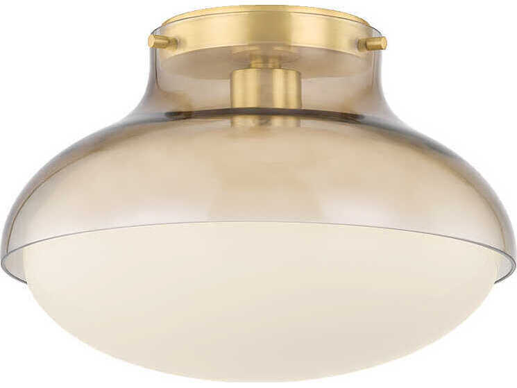 Mitzi Gianna 1-Light Aged Brass Round Flush Mount