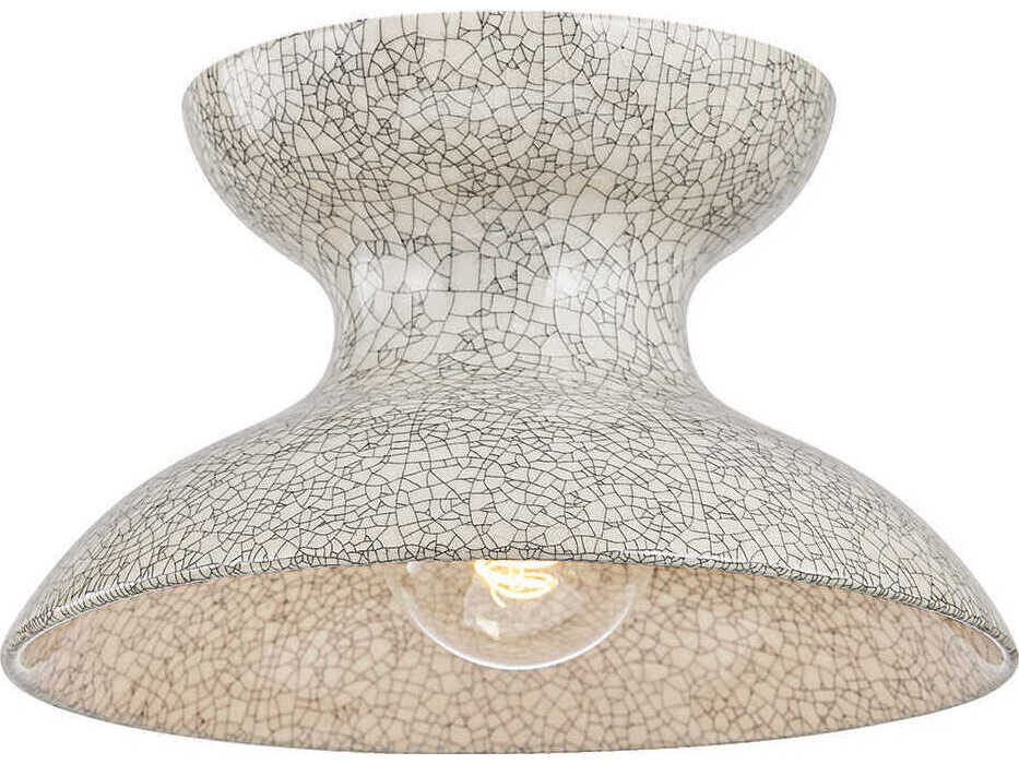 Mitzi Carina 1-Light Aged Brass Ceramic Belgian Crackle Flush Mount