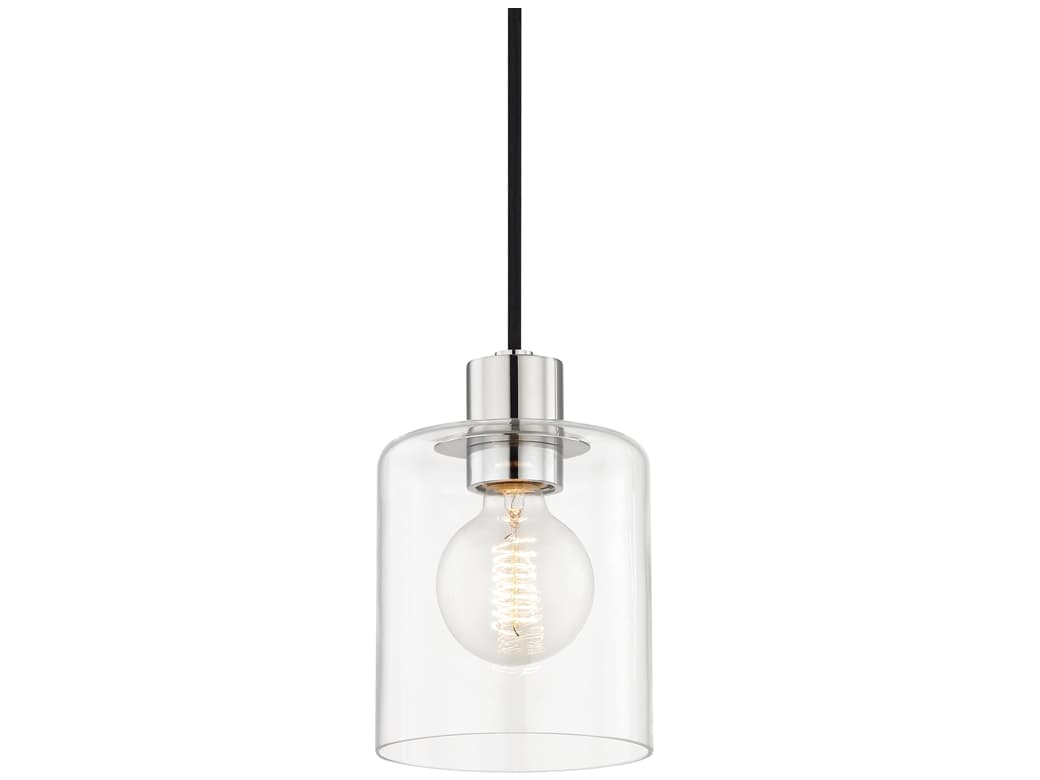 Mitzi Neko 1-Light Polished Nickel Glass Cylinder Mini Pendant