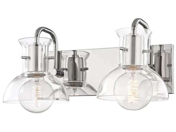 Mitzi Riley 2-Light Polished Nickel Glass Vanity Light