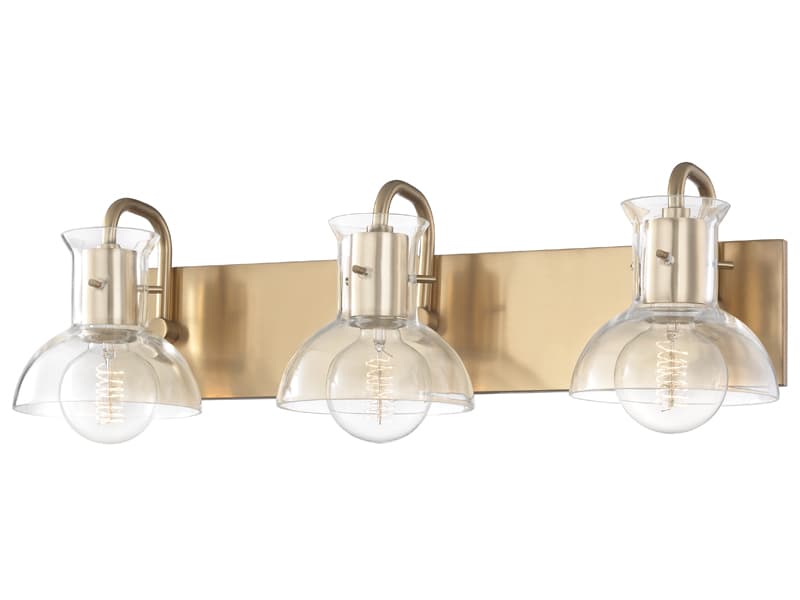 Mitzi Riley 3-Light Aged Brass Glass Vanity Light