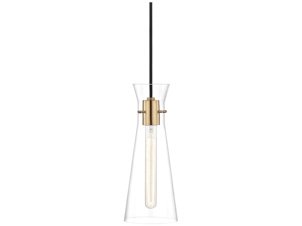 Mitzi Anya 1-Light Aged Brass Glass Mini Pendant