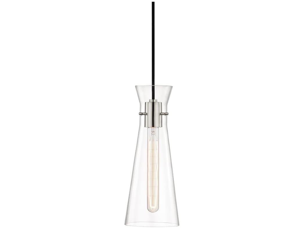 Mitzi Anya 1-Light Polished Nickel Glass Mini Pendant