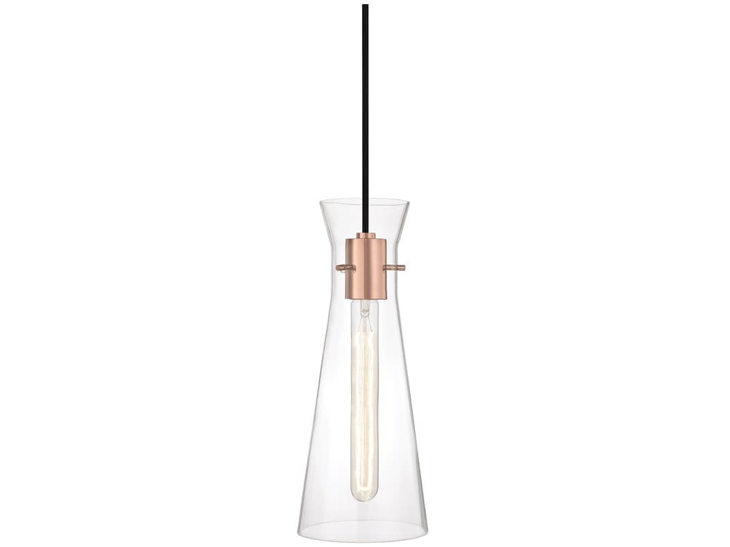 Mitzi Anya 1-Light Polished Copper Glass Mini Pendant
