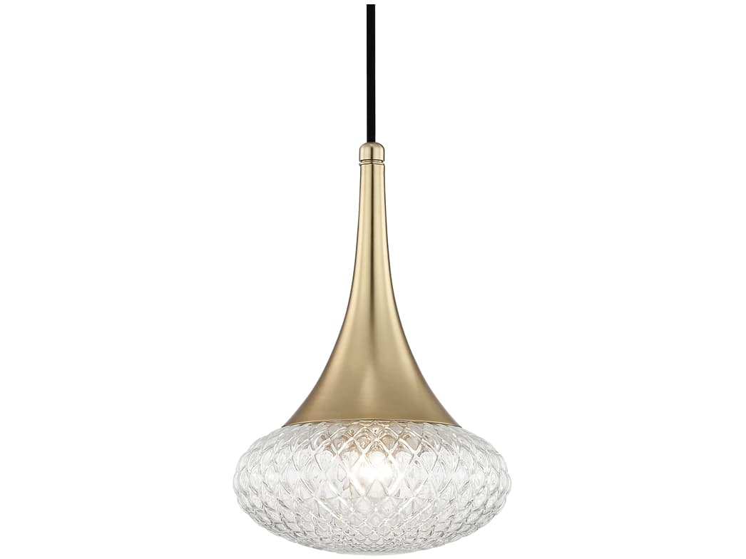 Mitzi Bella 1-Light Aged Brass Glass Bowl Mini Pendant