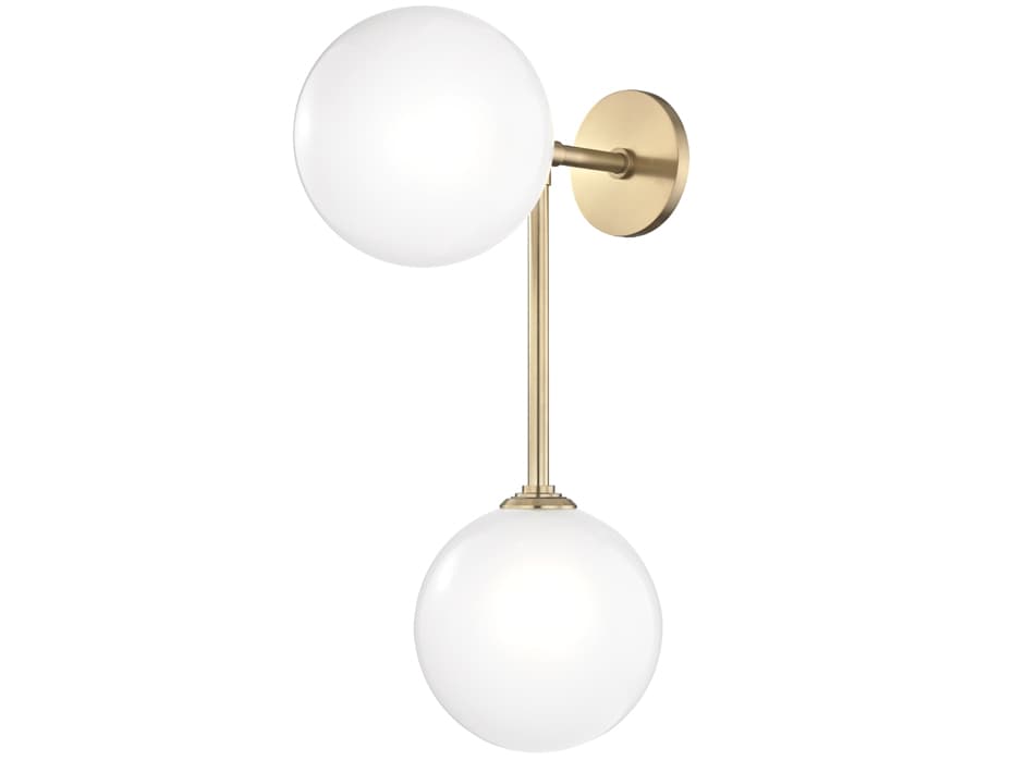 Mitzi Ashleigh 2-Light Aged Brass Glass LED Wall Sconce