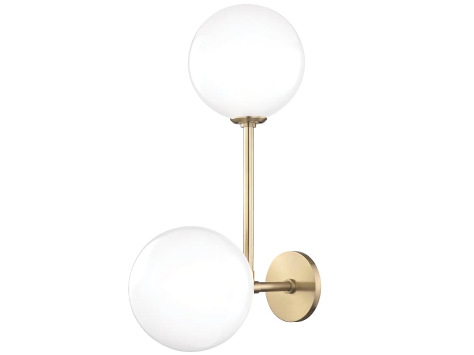 Mitzi Ashleigh 2-Light Aged Brass Glass LED Wall Sconce