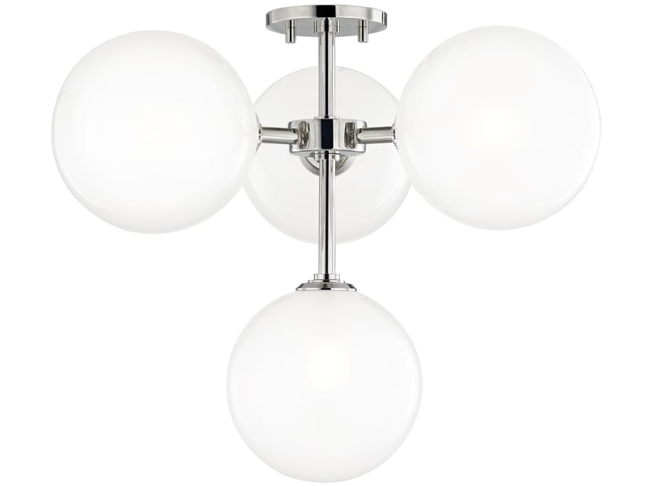 Mitzi Ashleigh 4-Light Polished Nickel Glass LED Globe Semi Flush Mount