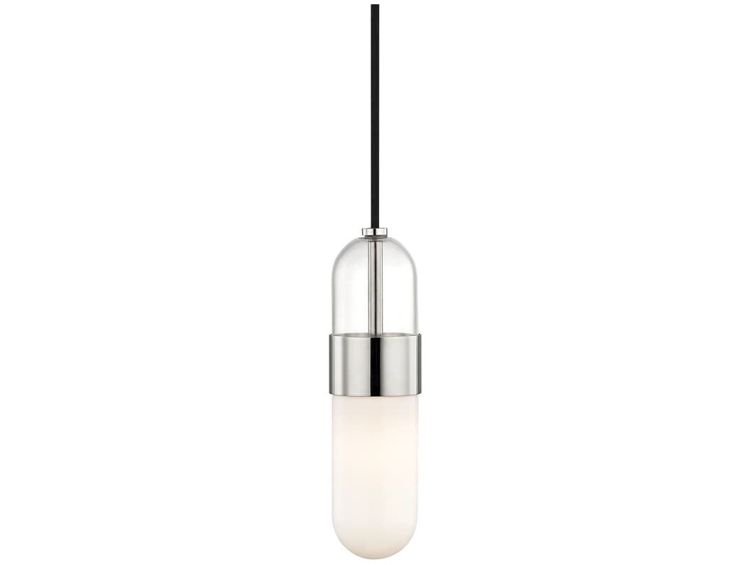 Mitzi Emilia 1-Light Polished Nickel Glass LED Cylinder Mini Pendant