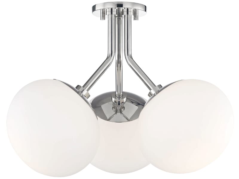 Mitzi Estee 3-Light Polished Nickel Glass Globe Semi Flush Mount