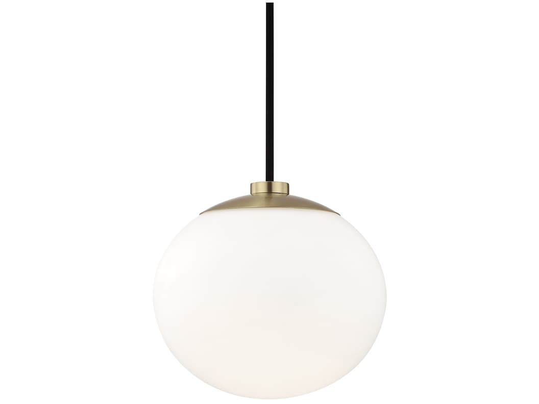 Mitzi Estee 1-Light Aged Brass White Glass Globe Mini Pendant