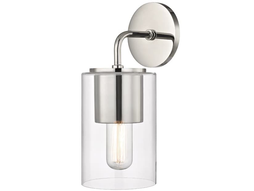 Mitzi Lula 1-Light Polished Nickel Clear Glass Wall Sconce
