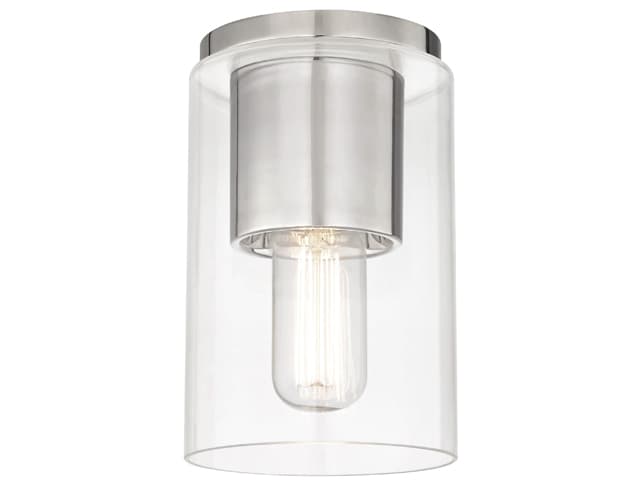 Mitzi Lula 1-Light Polished Nickel Glass Cylinder Flush Mount