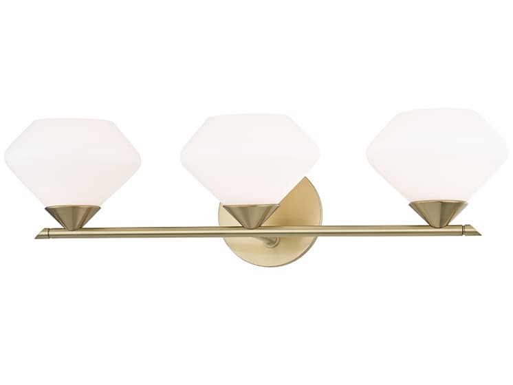 Mitzi Valerie 3-Light Aged Brass Steel Glass Vanity Light