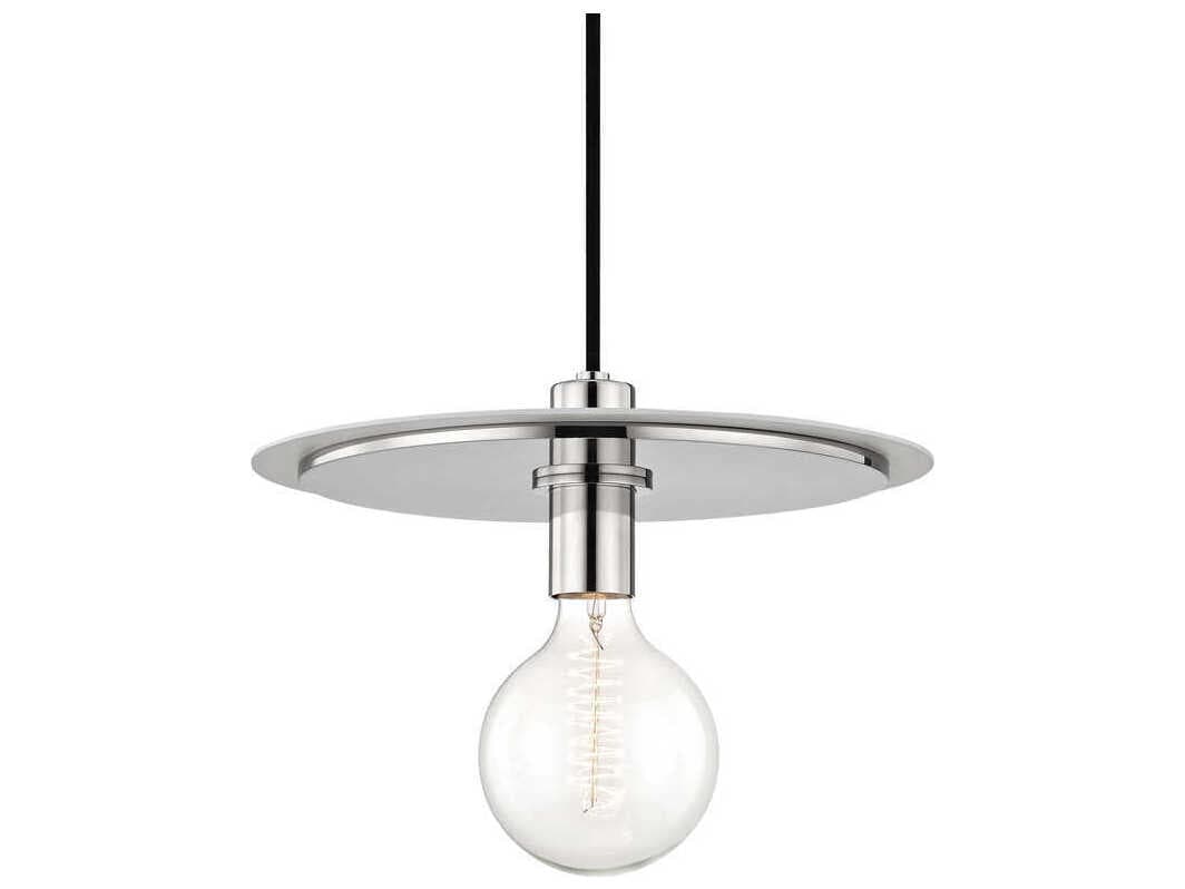 Mitzi Milo 1-Light Polished Nickel White Geometric Round Pendant