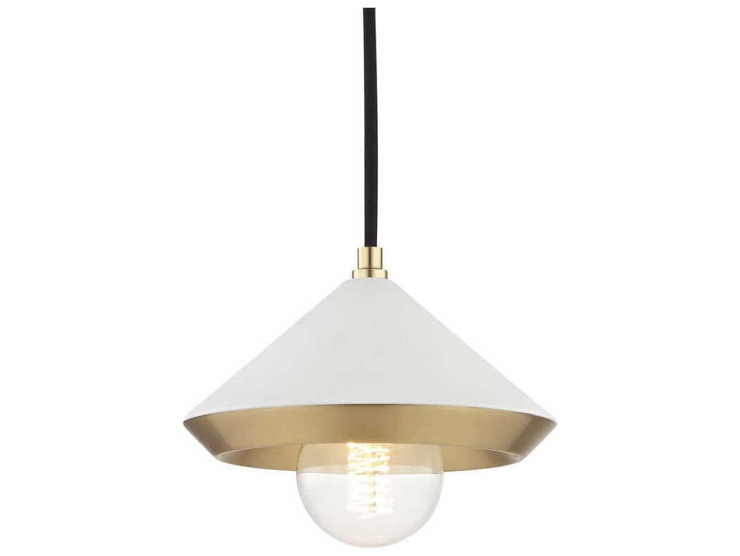 Mitzi Marnie 1-Light Aged Brass Soft Off White Mini Pendant