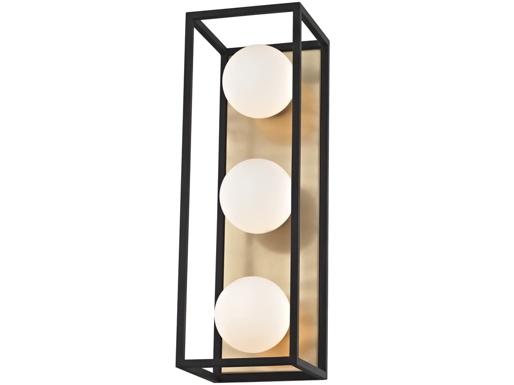 Mitzi Aira 3-Light Aged Brass Black Glass LED Vanity Light