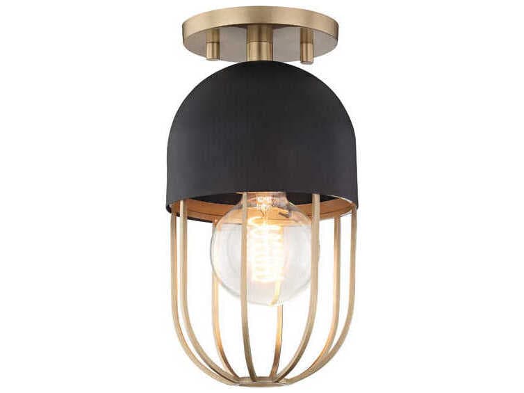 Mitzi Haley 1-Light Aged Brass Black Semi Flush Mount