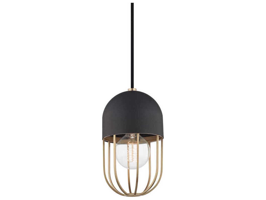 Mitzi Haley 1-Light Aged Brass Black Mini Pendant