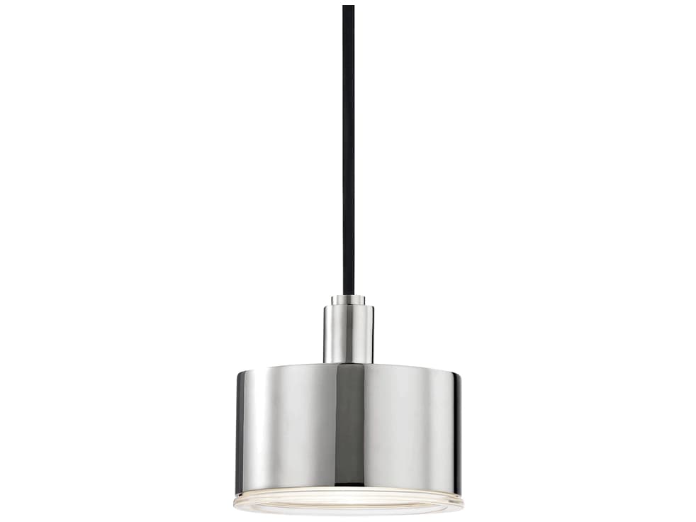 Mitzi Nora 1-Light Polished Nickel Clear Glass LED Drum Mini Pendant